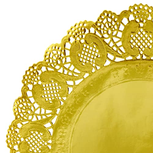 Juvale Round Gold Lace Paper Charger Plates - 12-Inch, Gold, Pack of 60 - Table & Disposable Round Paper Placemats - Doilies for Tables & Party Decor - Image 5