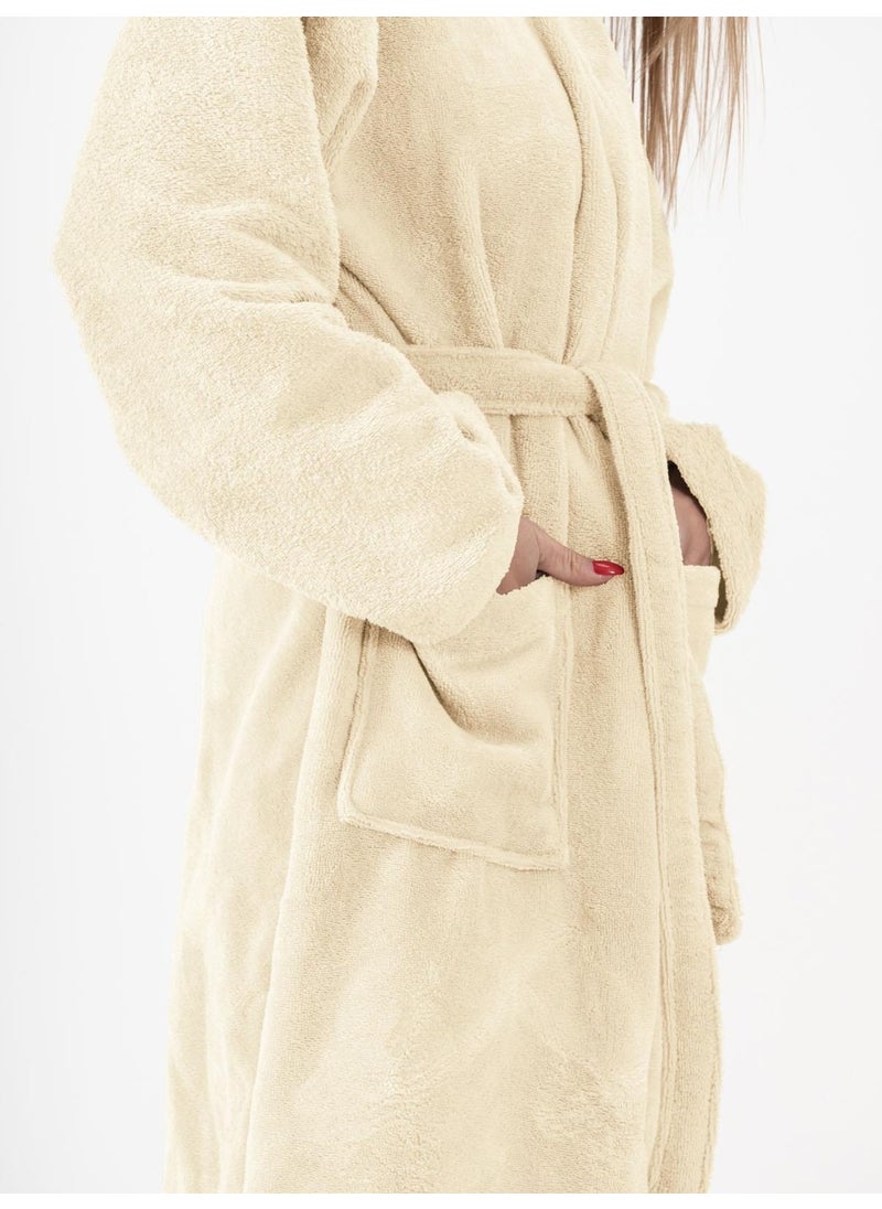 Ender Home Bathrobe Shalyaka Model Two Pockets Belted Triga Bathrobe  - Image 3
