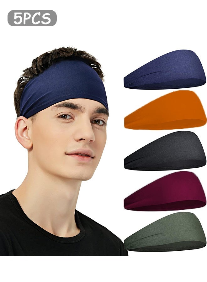 MXN 5 Pcs Sports Headband, Moisture Wicking Workout Headband, Running Headbands for Men - Image 1