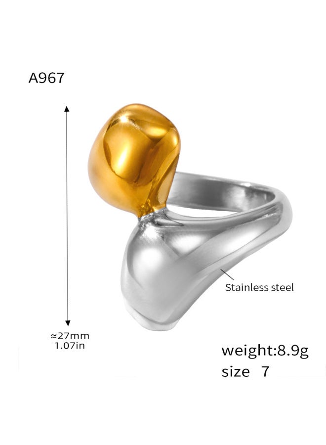 Mystery Niche Opening Geometric Gold Ring Titanium Steel Electroplating 18k Real Gold Fashionable Accessories Combination