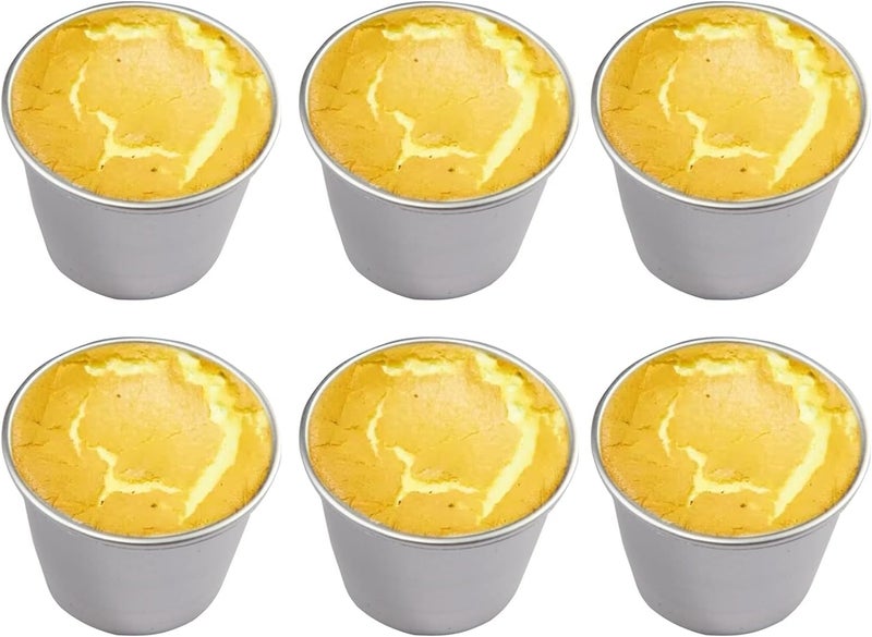 FICJEAD Set of 6 Nonstick Individual Tumblers Popovers| Chocolate Molten Pans| Pudding Cups| Raspberry Souffle Pot| Darioles Ramekins Brownies Mold - Size 3 Inches - Image 1