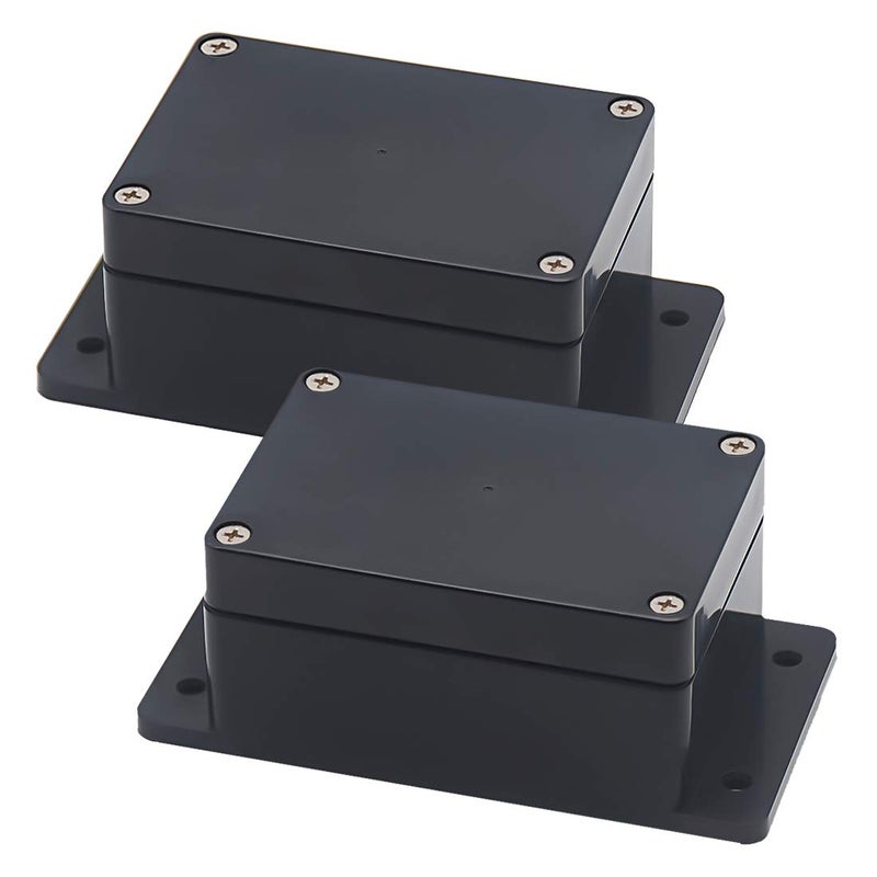 Zulkit Junction Box ABS Plastic Dustproof Waterproof IP65 Universal Electrical Boxes Project Enclosure with Fixed Ear Black 394 x 268 x 197 Inch 100 x 68 x 50 mm Pack of 2