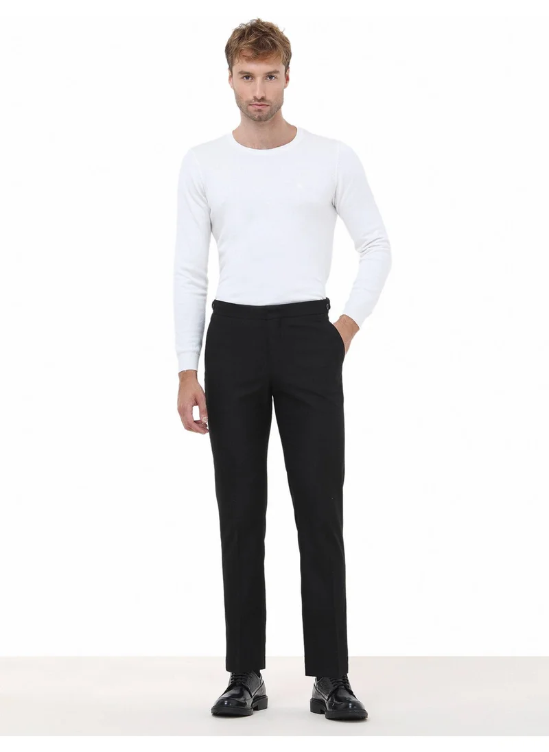 Kip Black Plain Woven Fitted Fit Classic Trousers