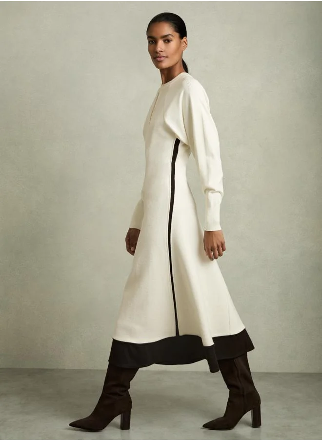 REISS Hybrid Woven Midi Dress