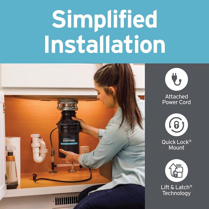 InSinkErator Essentials ES50 Kitchen Garbage Disposal with Power Cord, 1/2 HP Motor Continuous Feed Food Waste Disposer, ES50 W/C - Image 3
