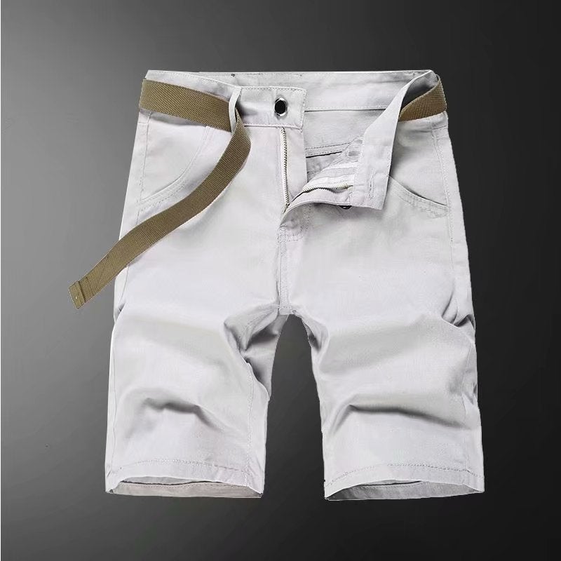 2025 Summer Solid Color Shorts Boys' Trendy Casual Straight-Leg Quarter Pants Slim Large Size Workwear Thin Medium Pants Trendy - Image 1