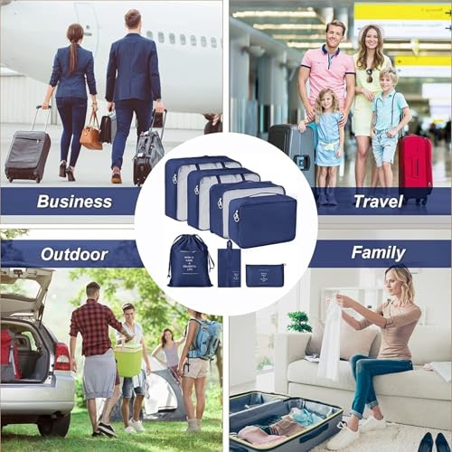 KUKLAR Packing Cubes for Suitcases with Shoe Bag Clothing Bag Accessories Bags Packing Cubes for Travel Luggage Organizer Women Men(Blue) - Image 5