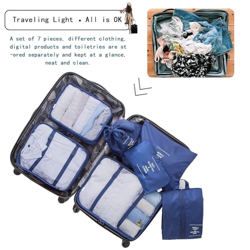 KUKLAR Packing Cubes for Suitcases with Shoe Bag Clothing Bag Accessories Bags Packing Cubes for Travel Luggage Organizer Women Men(Blue) - Image 4