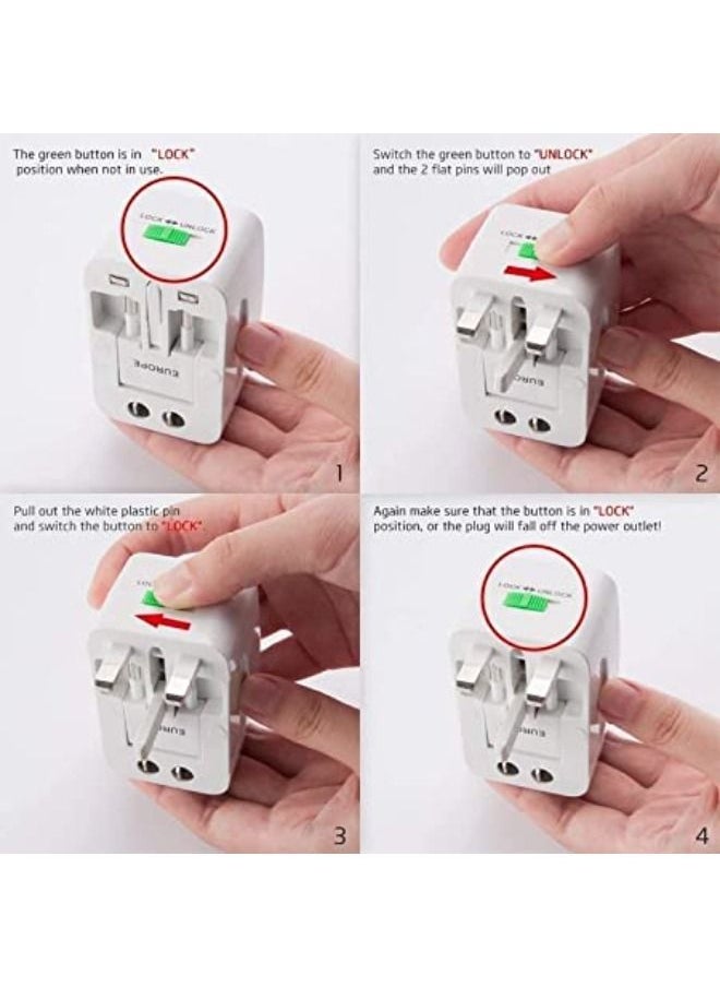 SHOPI All-In-One International Travel Power Charger Universal Adapter Plug White  - Image 4