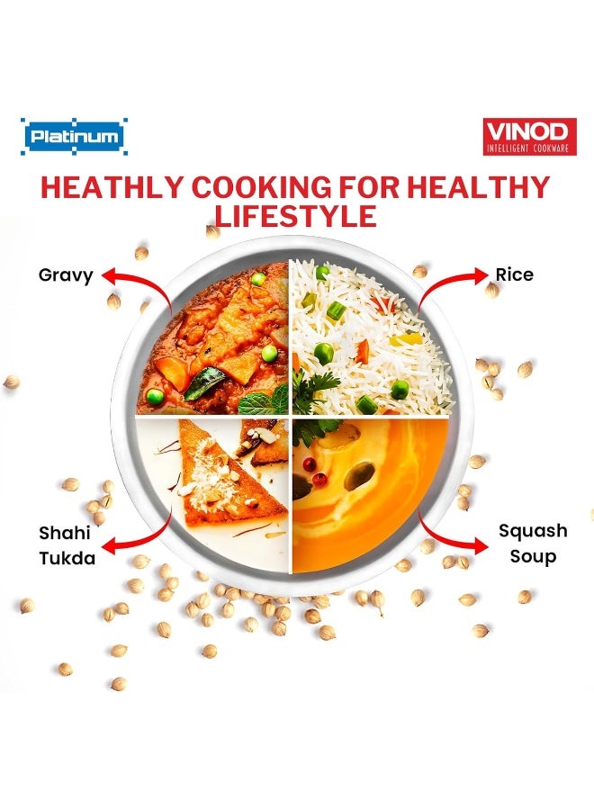 VINOD طاسة فينود بلاتينيوم ثلاثية الفولاذ المقاوم للصدأ - 22 سم، 1.8 لتر (صديقة للحرارة الحثية) - Image 3