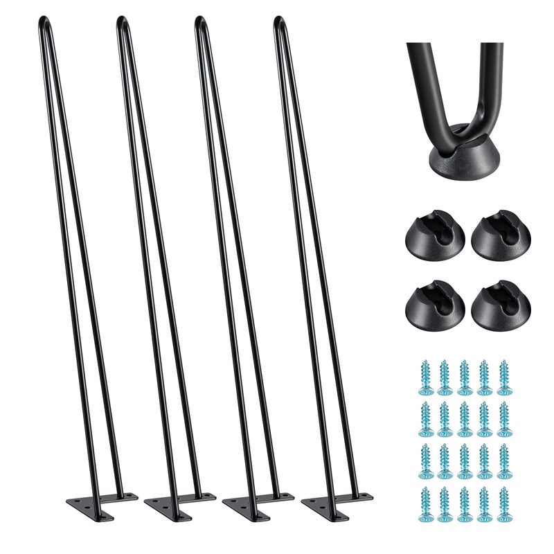 WHUANGKAKA WHUANGKAKA 28 Inch Hairpin Legs Metal Furniture LegsBlack Powder Coating Finish Industrial Modern Heavy Duty Table Legs for DIY Tables DesksDinning Desk Counter Tops Kitchen TablesSet of 4