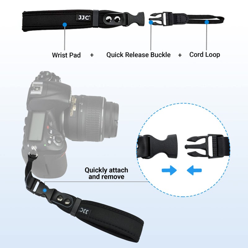 JJC Soft Camera Hand Strap Wrist Strap for Canon Rebel T7 T6 T8i SL3 90D EOS R R10 RP M50 M6 Nikon D3500 D750 Z5 Z6 Z7 Z8 Z50 Z30 Zf Sony ZV-E1 A6000 A6100 A6400 A6700 A7 A7S Fuji X-T5 X-T4 X-T30 X-E4 - Image 3