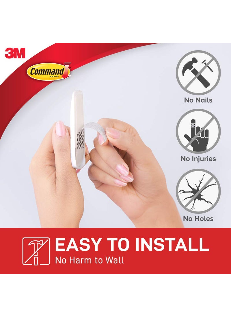 Command Command Plastic Medium Utility Wall Hooks Up To 13Kg Heavy Duty Holds Strongly Reusable Adhesive Hooks For Wall MultiSurface Damage Free Hooks For Hanging White 2Hooks 4 Stripss  - Image 5