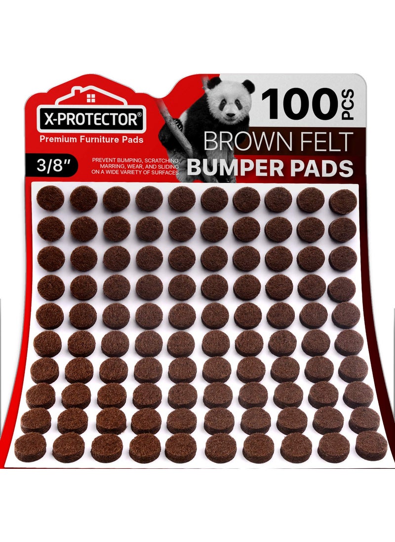 X-Protector Cabinet Door Bumpers XProtector 100 PCS  Small Felt Pads 38  Ideal Brown Felt Bumpers  SelfAdhesive Thick Felt Dots  Bumper Pads to Protect Glass  Other Surfaces 