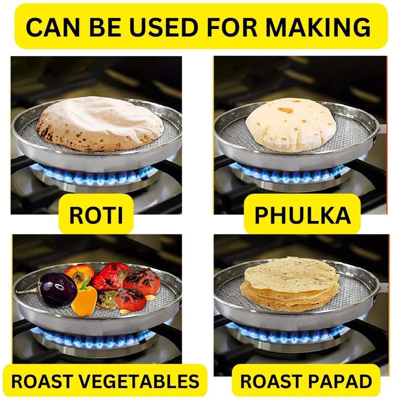 REZOVA Phulka Grill Pan Roti Maker Papad Phulka Roasting Net for Kitchen Stainless Steel Phulka Roasting Net - Image 5