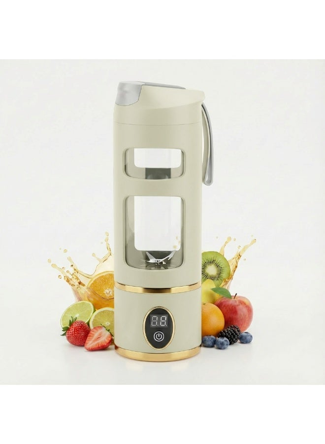 Luxury Portable Blender 450ml - High-Performance 12-Blade Personal Juicer with Digital Display & Gold Accents - USB Rechargeable Smoothie Maker for Travel & Office - Image 1