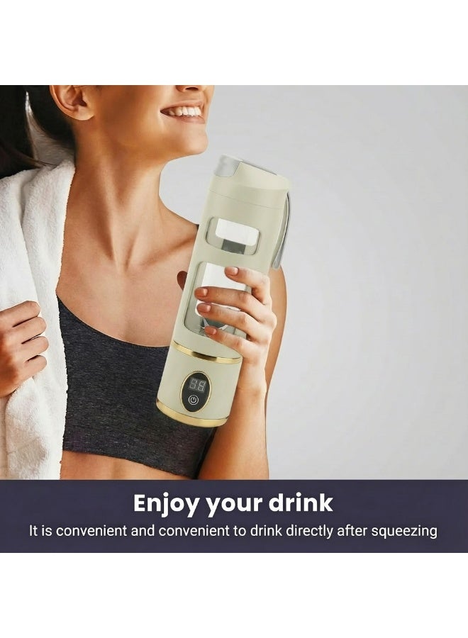 Luxury Portable Blender 450ml - High-Performance 12-Blade Personal Juicer with Digital Display & Gold Accents - USB Rechargeable Smoothie Maker for Travel & Office - Image 3