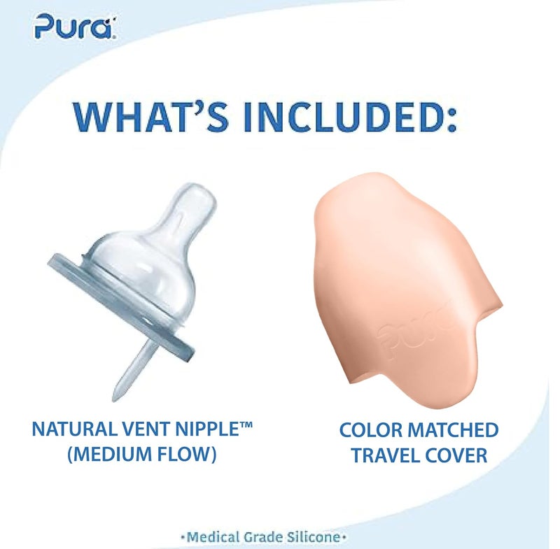 Pura Kiki 9oz275ml Stainless Steel Infant Bottle wSleeve AntiColic 100 PlasticFree MadeSafe Certified MedicalGrade Silicone MediumFlow Nipple for Babies 3 Months  Up  Fox - Image 2