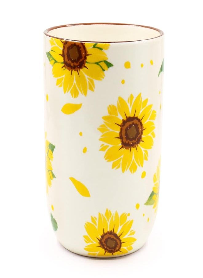 Nefelibata - Utensil Holder, Nefelibata Sunflower Ceramic Utensil Crock Kitchen Storage Pottery Spatula Canisters for Hearth Countertop Organizer Spoon Rest Modern Farmhouse Cooking Tools Gift - Image 1