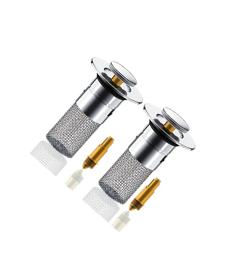 Bathroom Sink Stopper Hair Catcher 4pcs Easy Install Pop Up Universal Sink Drain Plug Strainer With Removable Filter Basket - Image 2