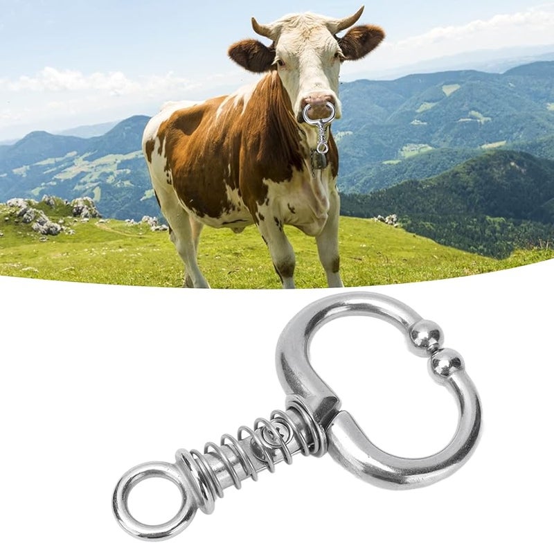حلقة أنف ثور الربيع الصغيرة من الفولاذ المقاوم للصدأ، كماشة أنف البقر الأوتوماتيكية، مشبك جر الماشية - Image 2