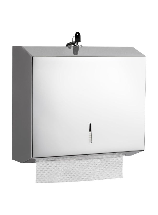 Paper Towel Dispenser, Stainless Steel Hand Towel Dispenser, Lockable, Has a Mirror Effect, Wall-Mounted Tissue Dispenser, for Folded Towels for 250 to 400 Paper Towels - Image 1