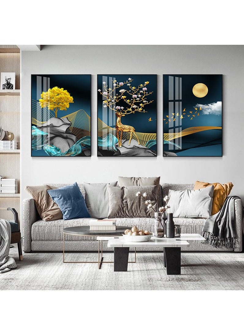 FASHION HOME 3PCS Wall Art Bright Style Minimalist Decor Modern Abstract Canvas Prints Poster Picture Framed Paintings Decorations  - Image 3