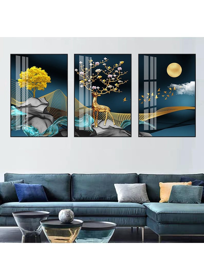 FASHION HOME 3PCS Wall Art Bright Style Minimalist Decor Modern Abstract Canvas Prints Poster Picture Framed Paintings Decorations  - Image 4