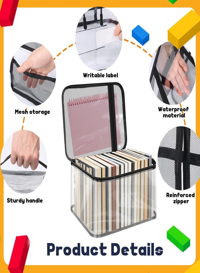 THDUJAYJAY 10 Pack Large Clear PVC Toy Storage Bags,12.2×9.06×7.09in Transparent Toy Organizer with Zipper & Mesh Pocket,Collapsible Waterproof Toy Bin with Labels for Dolls,Blocks,Puzzles,Kids Books - Image 4