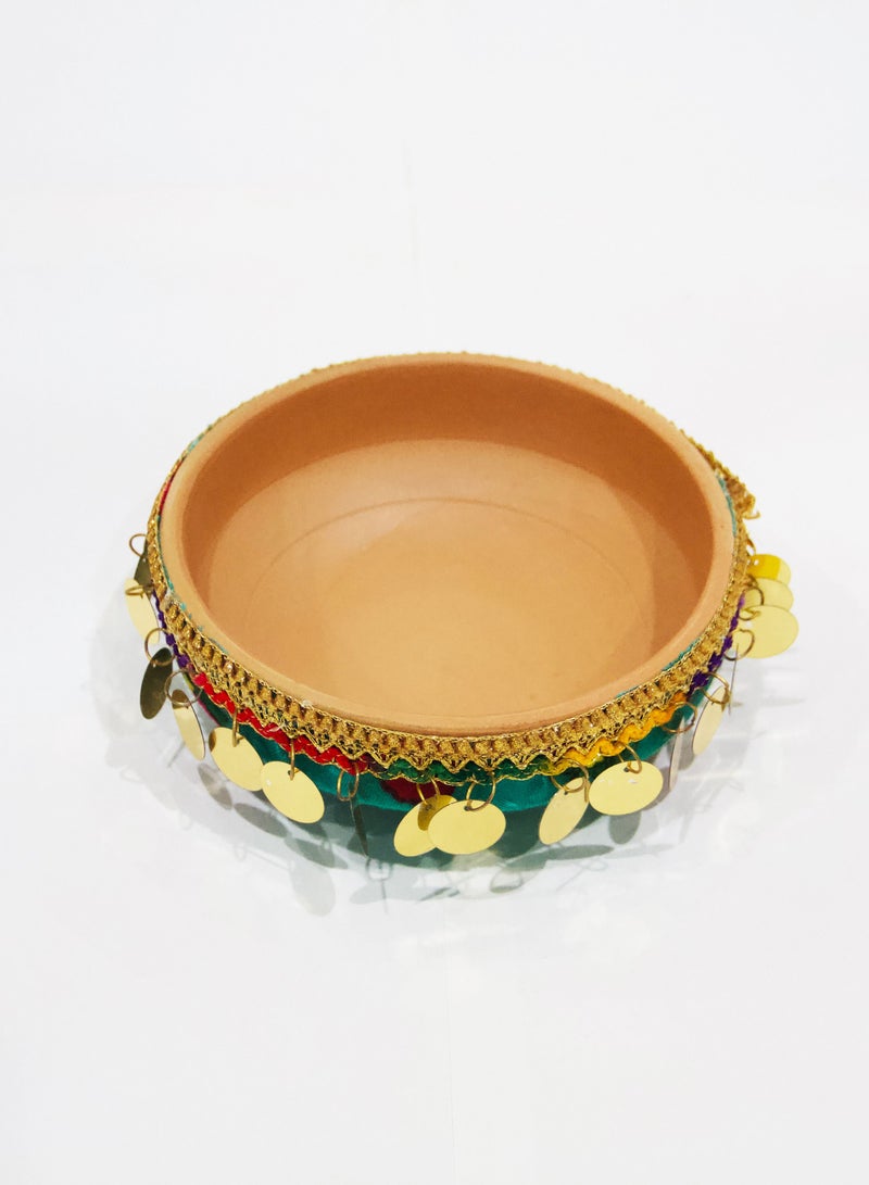 Traditional green pottery bowl