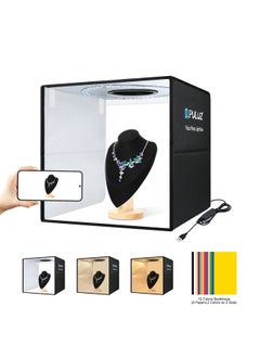 PULUZ 40cm Folding Portable Ring Light USB Photo Lighting Studio Shooting Tent Box with 6 x Dual-side Color Backdrops, Size: 40cm x 40cm x 40cm(Black)