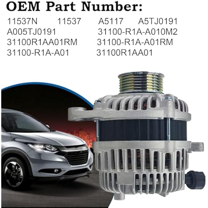 sen SHOW 11537N Alternator 95A Compatible with 2012-2015 Honda Civic,2016-2018 Honda HR-V,1.8L Replacement A5TJ0191 31100-R1A-A01 - Image 3