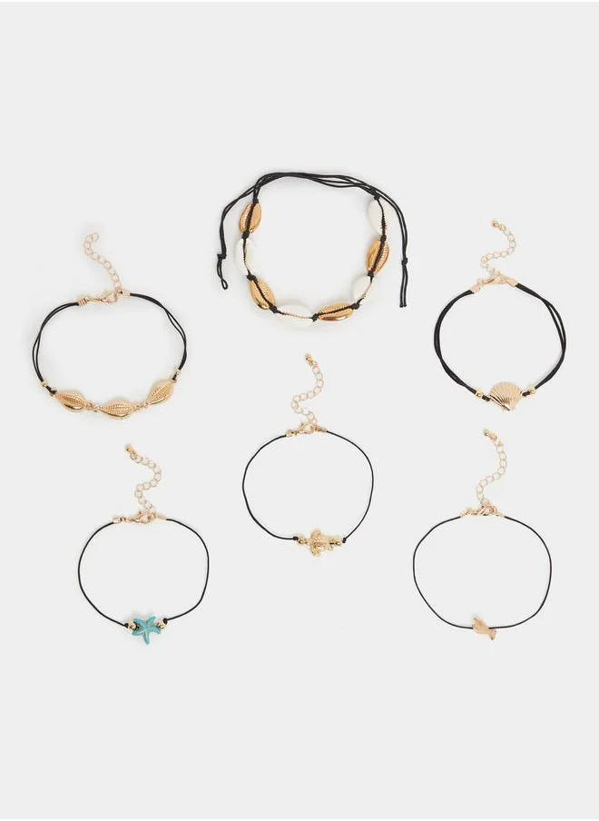 ستايلي Styli Set of 6 - Shell Charm Anklet