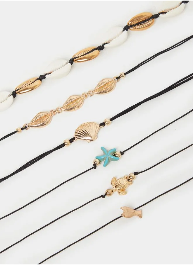 ستايلي Styli Set of 6 - Shell Charm Anklet