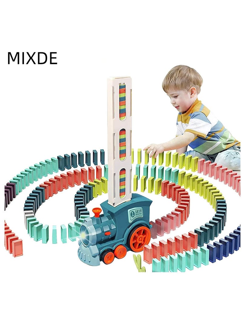 MIXDE Toy Set for Kids - 120pcs Domino Blocks Set Building and Stacking Toy, Automatic Domino Train Creative Kids Games Gift for Boy Gril Ages 3+ - Image 1