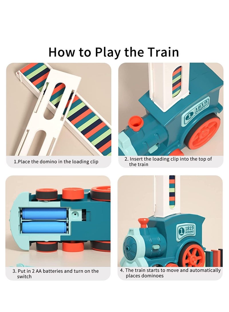 MIXDE Toy Set for Kids - 120pcs Domino Blocks Set Building and Stacking Toy, Automatic Domino Train Creative Kids Games Gift for Boy Gril Ages 3+ - Image 5