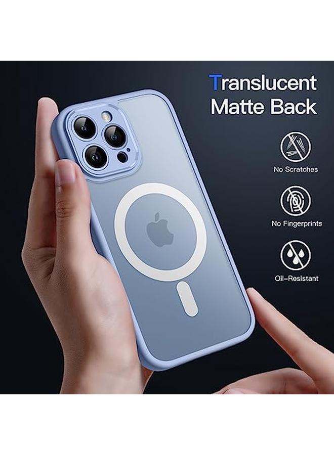 جي تيك جراب مغناطيسي لهاتف Iphone 13 Pro Max مقاس 6.7 بوصة متوافق مع Magsafe مع عدسة كاميرا خلفية شفافة غير لامعة حماية كاملة غطاء هاتف نحيف مقاوم للصدمات أزرق سماوي - Image 4