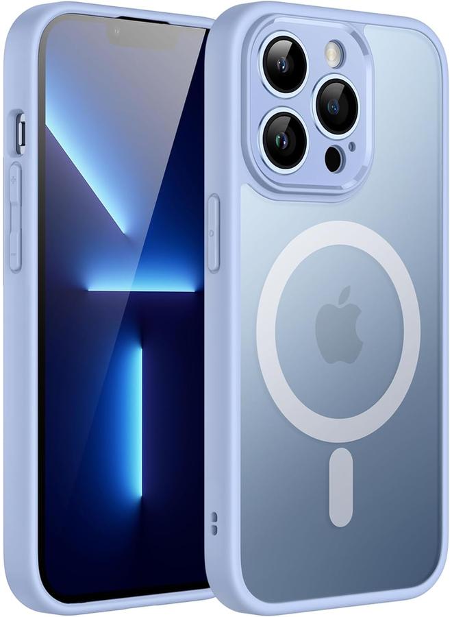 جي تيك جراب مغناطيسي لهاتف Iphone 13 Pro Max مقاس 6.7 بوصة متوافق مع Magsafe مع عدسة كاميرا خلفية شفافة غير لامعة حماية كاملة غطاء هاتف نحيف مقاوم للصدمات أزرق سماوي - Image 1