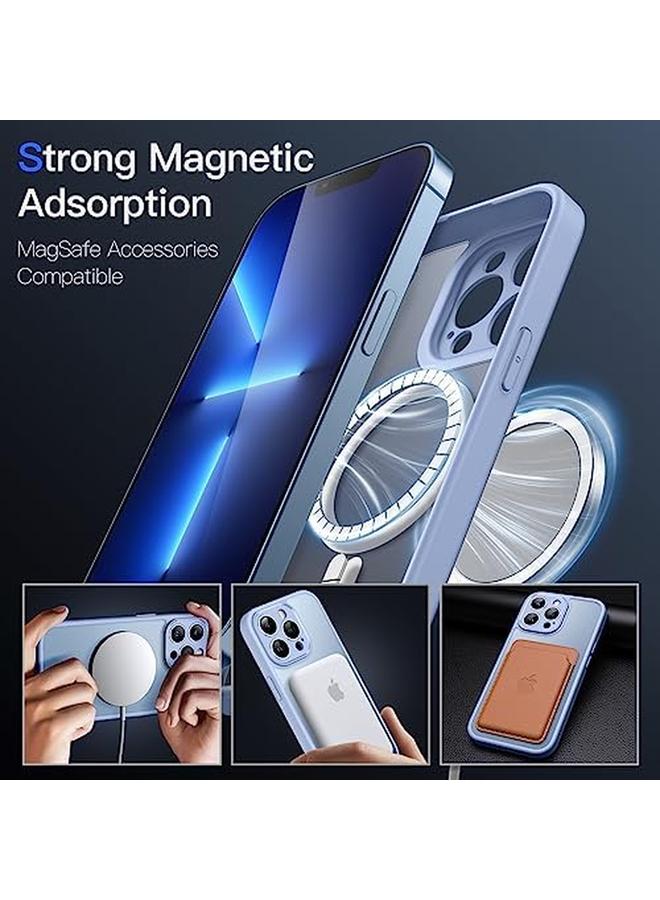 جي تيك جراب مغناطيسي لهاتف Iphone 13 Pro Max مقاس 6.7 بوصة متوافق مع Magsafe مع عدسة كاميرا خلفية شفافة غير لامعة حماية كاملة غطاء هاتف نحيف مقاوم للصدمات أزرق سماوي - Image 3