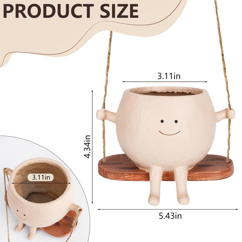 CONNOVA Smiley Face Flower Pot, Swinging Smiley Face Hanging Planter, Cute Swinging Planter, Hanging Planter with Unique Design, Suitable for Indoor and Outdoor Decoration - Image 2