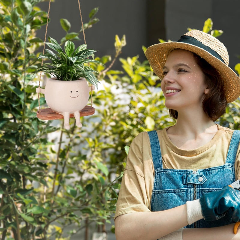 CONNOVA Smiley Face Flower Pot, Swinging Smiley Face Hanging Planter, Cute Swinging Planter, Hanging Planter with Unique Design, Suitable for Indoor and Outdoor Decoration - Image 5