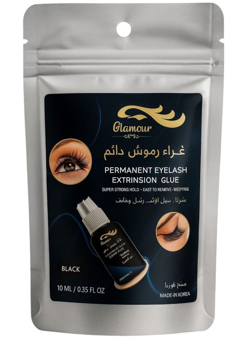 GLAMOUR permanent eyelash extrinsion glue 10 ml black - Image 1