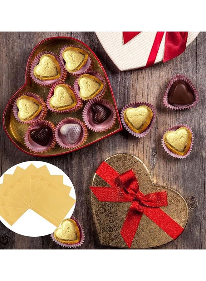 Happy D 300 pieces 4x4 inch gold, pink, and purple aluminum foil candy wrapping paper square chocolate molds tinfoil wrapping, for DIY candy chocolate packaging for parties, weddings, and birthdays - Image 3