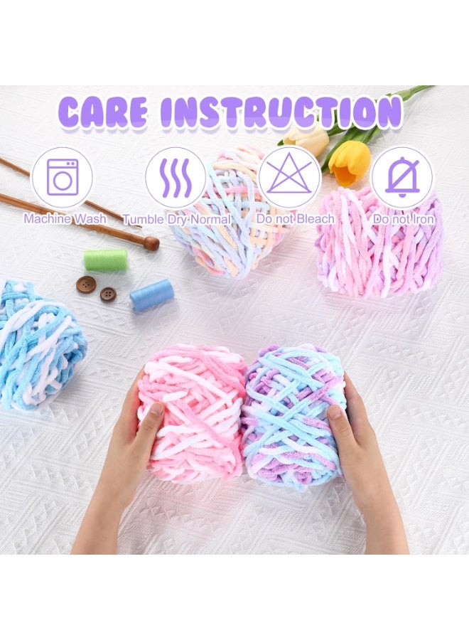 MileMelo 2-Piece Mixed Color Knitting Wool Yarn, Knitting Yarn Coarse Yarn for Crochet, Soft Chunky Yarn for Projects Making Plush Balls Handmade Bags Sweaters Shoes Hats Blankets Scarves （Pink-White-Purple） - Image 5