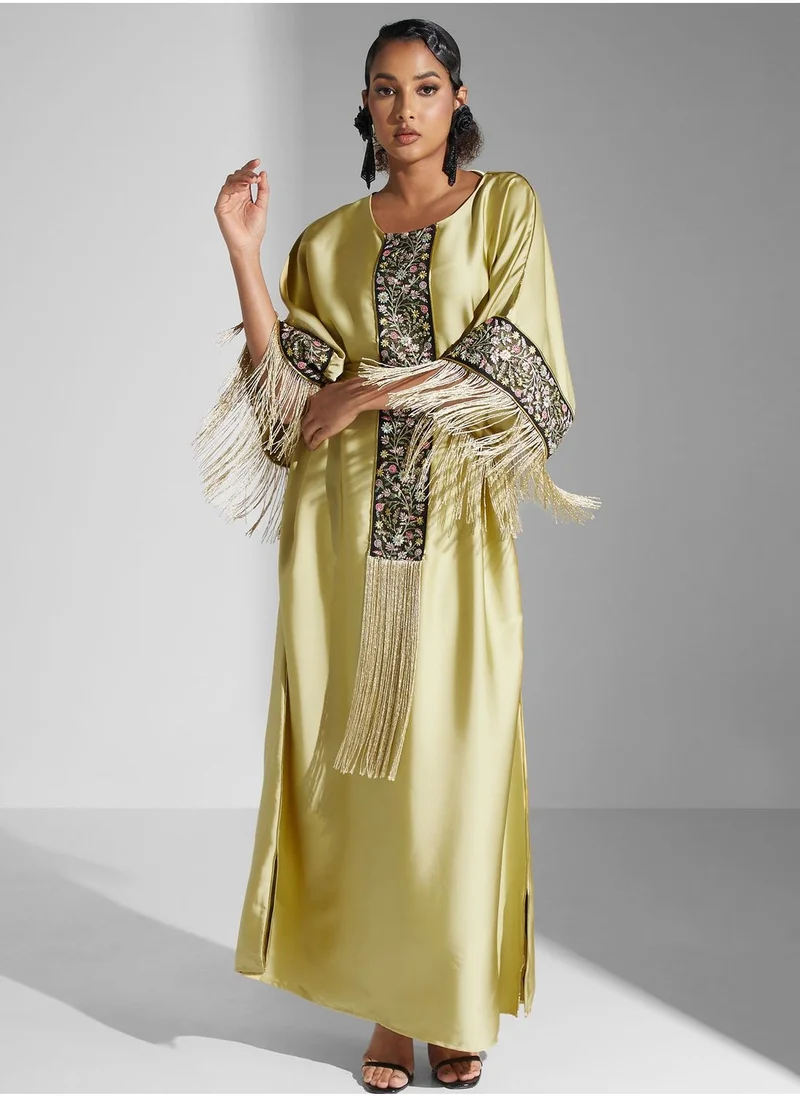 ياسر البيك Fringe Embroidered Jalabiya