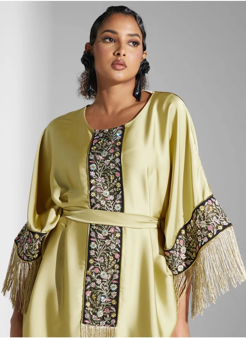 ياسر البيك Fringe Embroidered Jalabiya
