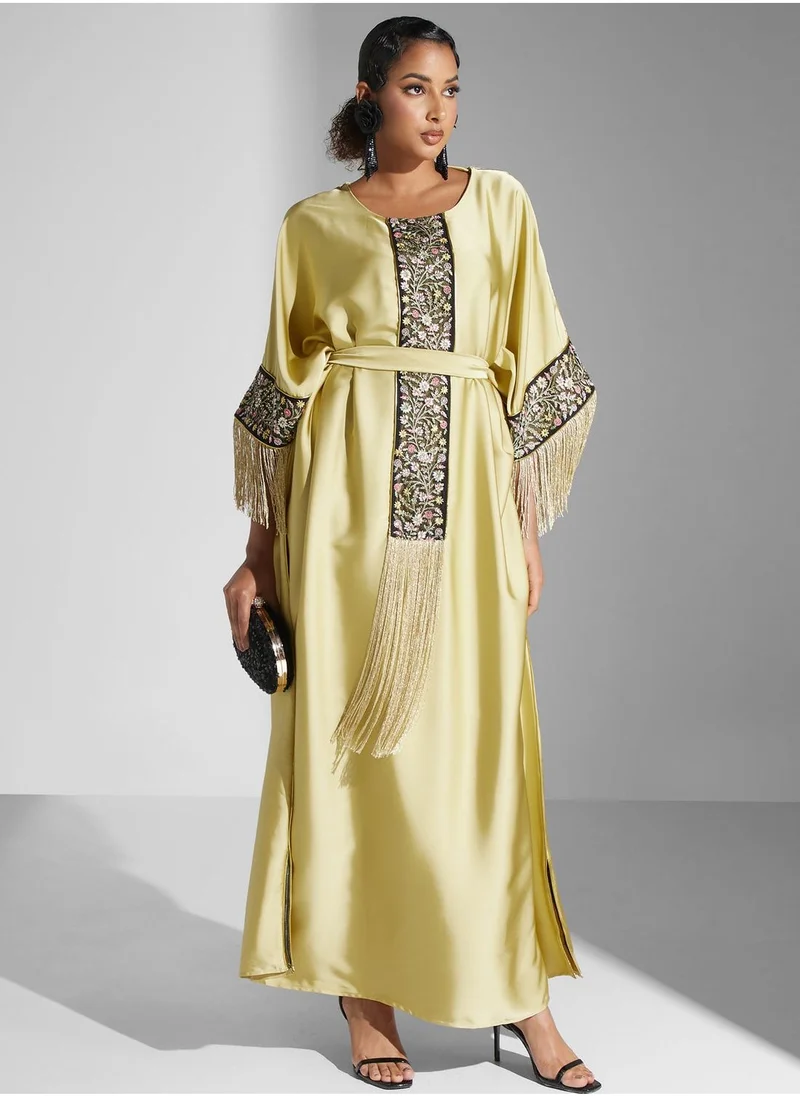 ياسر البيك Fringe Embroidered Jalabiya