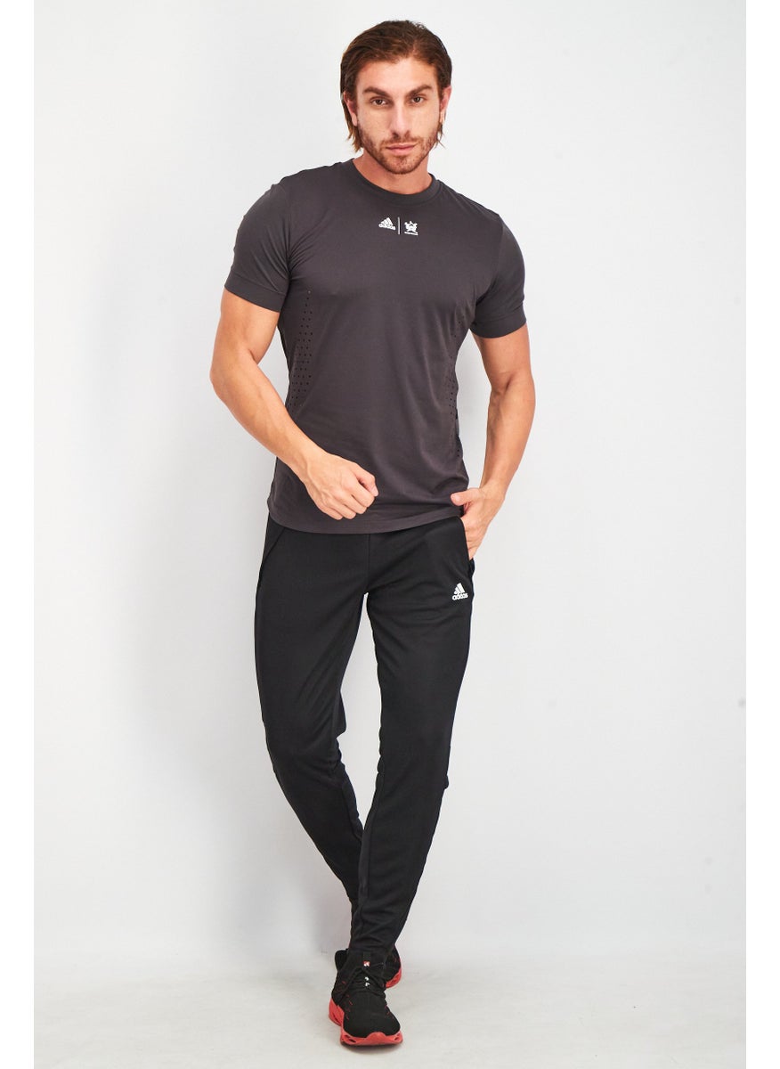 Adidas - Men Sportswear Fit Short Sleeves Brand Logo Tee, Carbon - Image 1