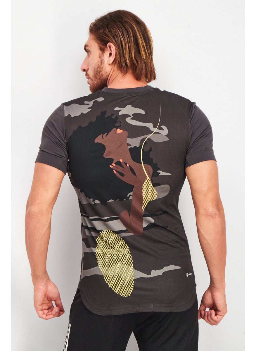 Adidas - Men Sportswear Fit Short Sleeves Brand Logo Tee, Carbon - Image 1