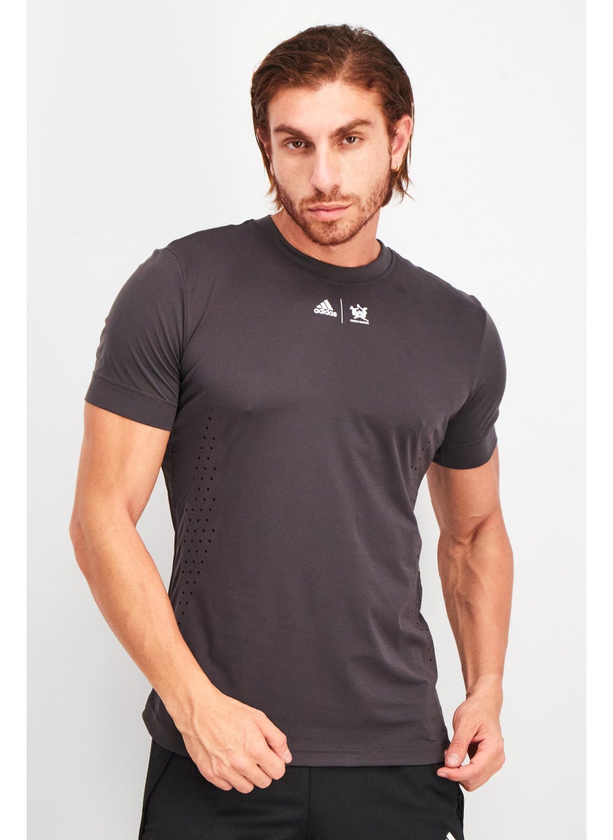 Adidas - Men Sportswear Fit Short Sleeves Brand Logo Tee, Carbon - Image 1